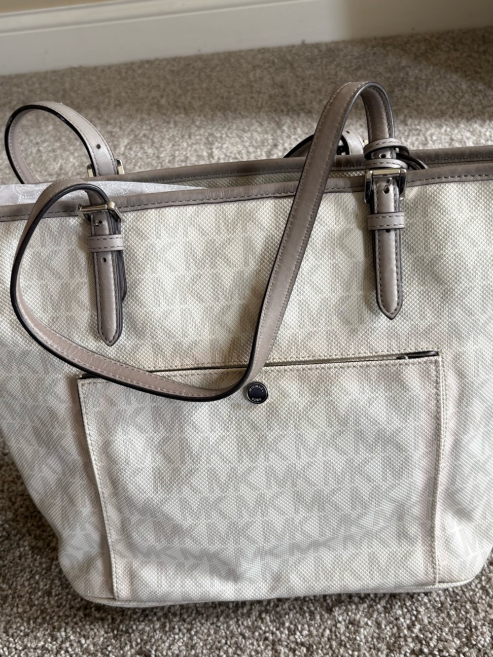 Michael Kors Cream and Taupe Tote Bag